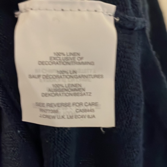 JCrew Navy Linen cotton sweater, 3/4 sleeve lightweight with trim - Picture 3 of 6